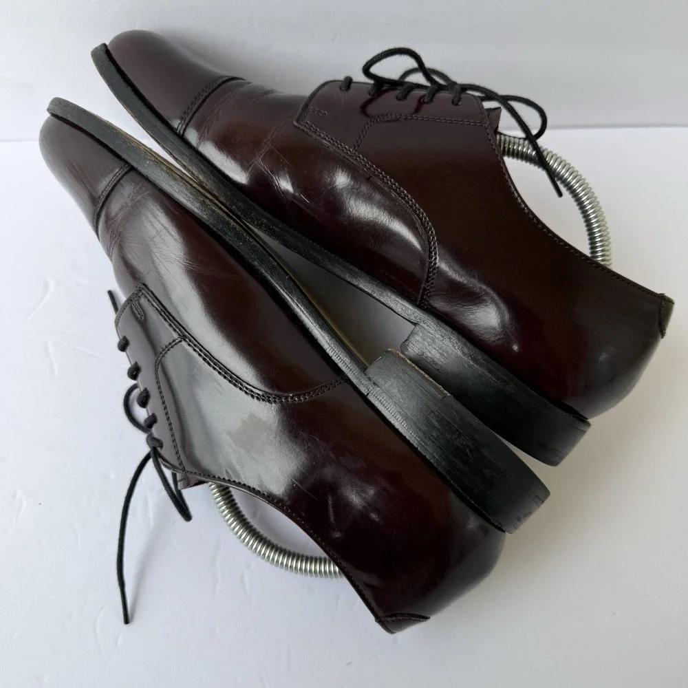 Cole Haan Men's 9D Burgundy Oxblood Leather Cap Toe Oxford Dress Shoes Lace Up